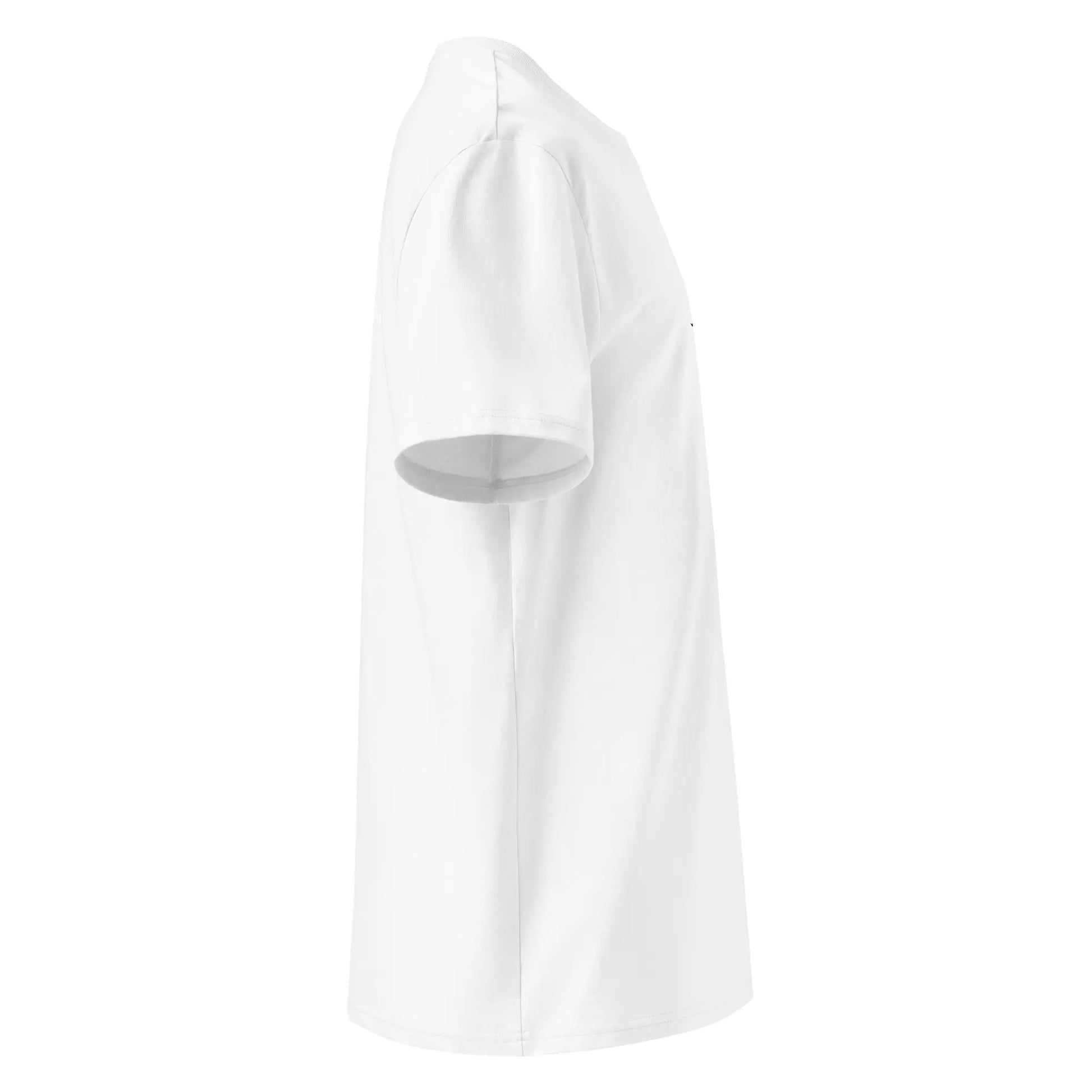 vue du côté gauche du t-shirt premium en coton bio zéro coloris blanc