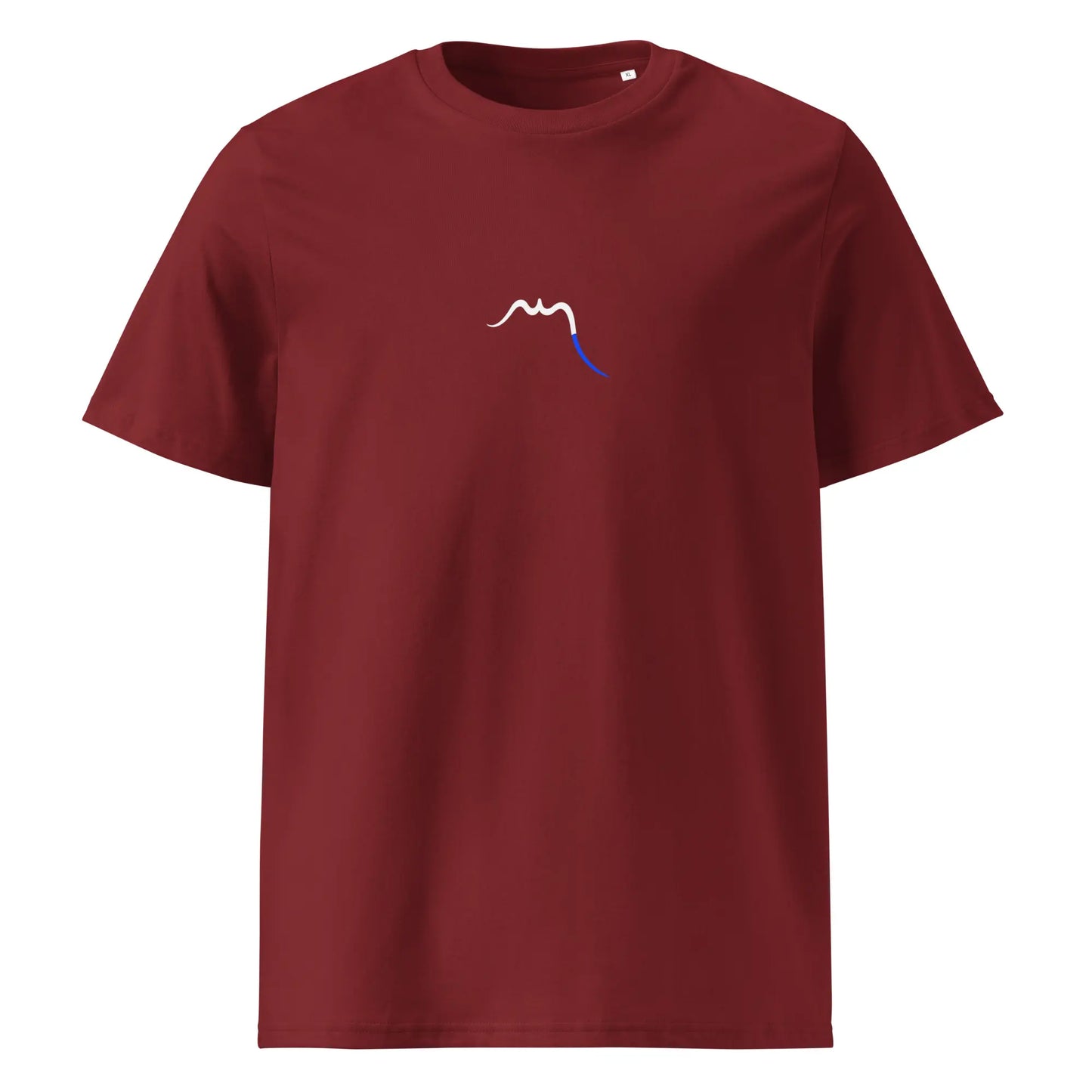 vue de face du t-shirt premium en coton bio zéro coloris rouge bordeaux