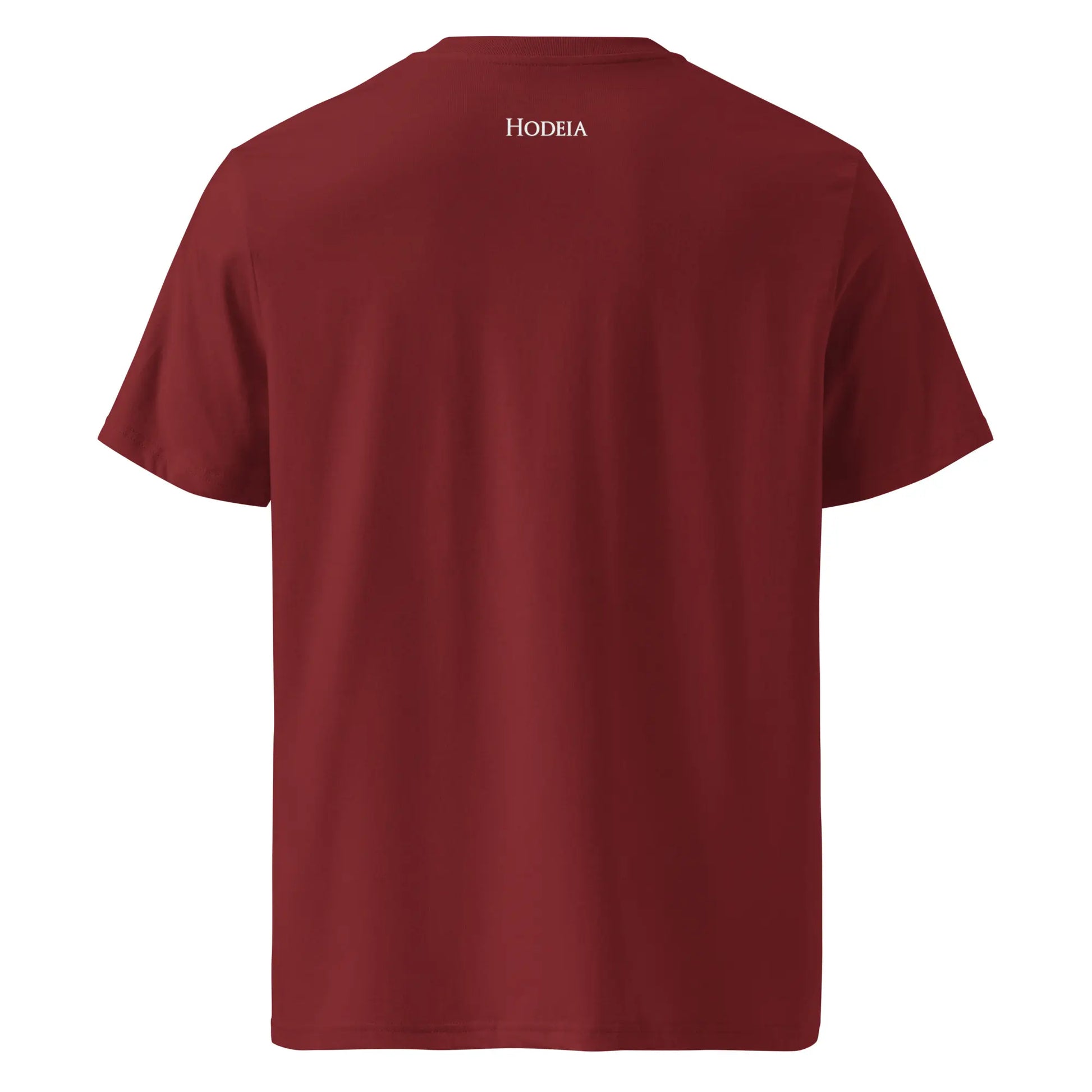 vue de dos du t-shirt premium en coton bio zéro coloris rouge bordeaux