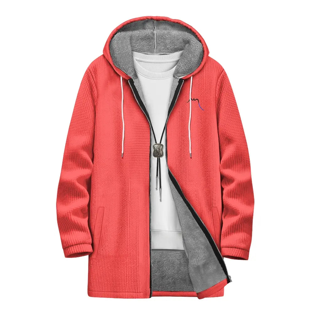 vue de face de la veste polaire longue bolivia coloris rose foncé