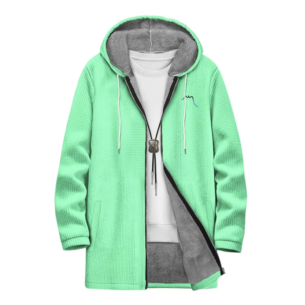 vue de face de la veste polaire longue bolivia coloris vert pâle