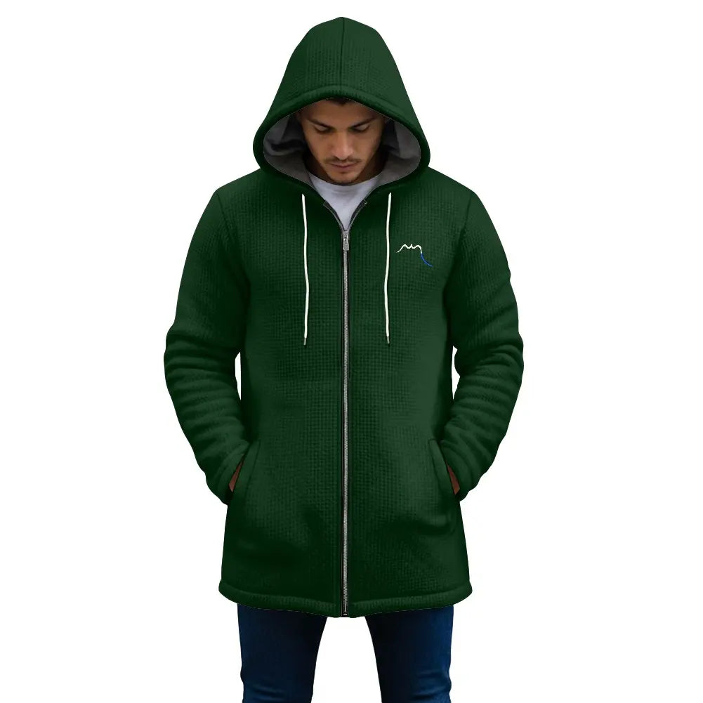 veste polaire longue homme chili portée face coloris vert forêt