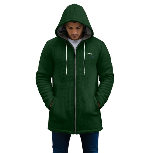 veste polaire longue homme chili portée face coloris vert forêt