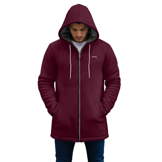 veste polaire longue homme chili portée face coloris rouge bordeaux